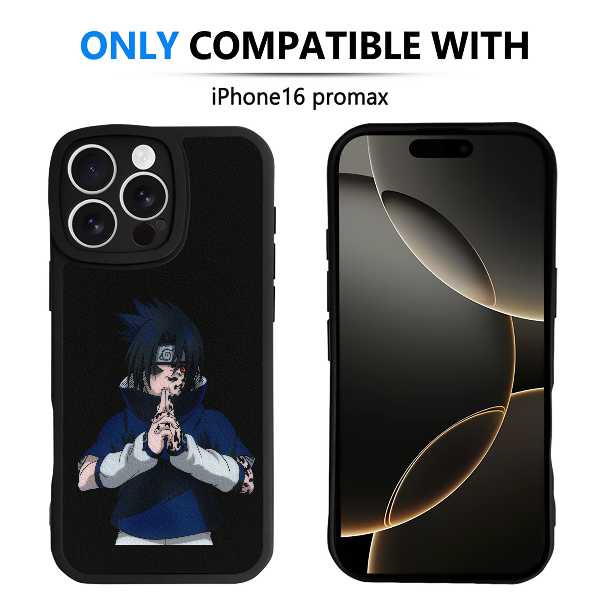 （画像用） NARUTO -ナルト- うちは サスケ Uchiha Sasuke 【iPhone 16シリーズ対応】シリコンスマホケース（レザー調） 材質：シリコン